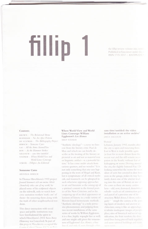 Antonia Hirsch Fillip Issue No. 1